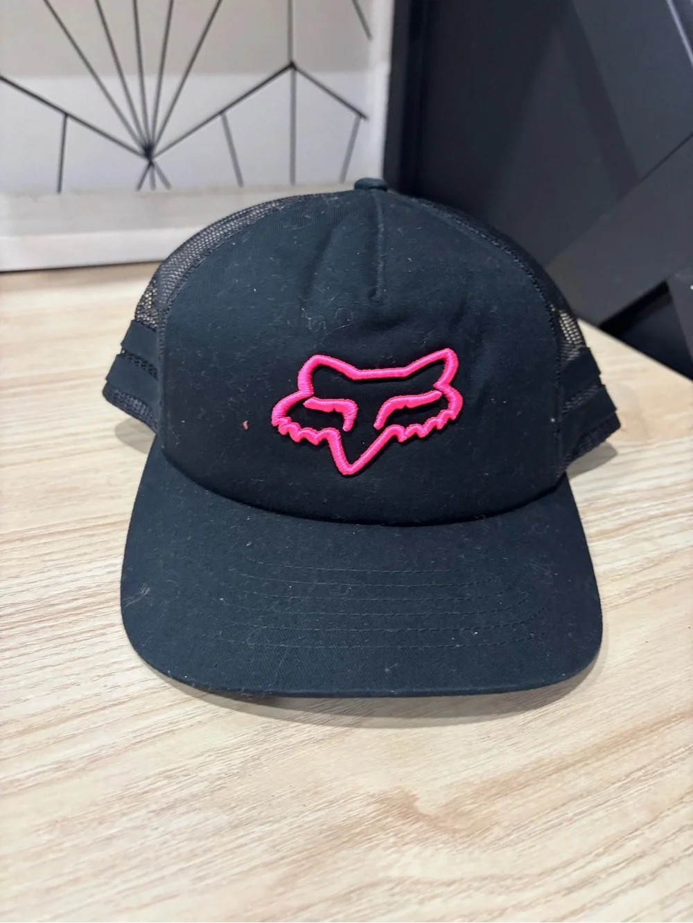 Fox Kids Black Trucker Hat with Hot Pink Fox Head